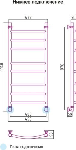 Полотенцесушитель Сунержа Галант 1000х400 диагональное/нижнее подкл.