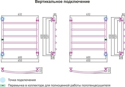 Полотенцесушитель Сунержа Галант 600х600 вертикальное подключение