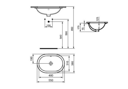 Умывальник Ideal Standard Connect E5048 встраиваемый 55х38см