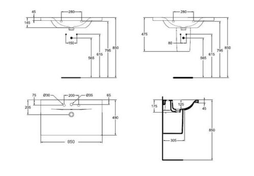 Умывальник Ideal Standard Connect E8127 85см