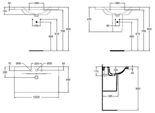 Умывальник Ideal Standard Connect E812601 100см