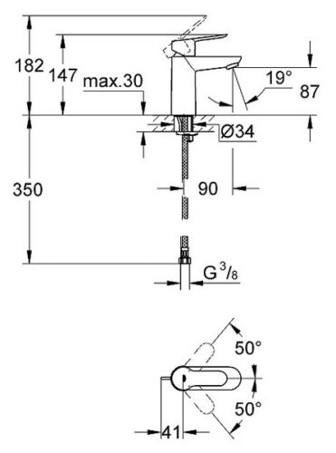 Смеситель Grohe BauEdge 23330000 для раковины, гладкий корпус