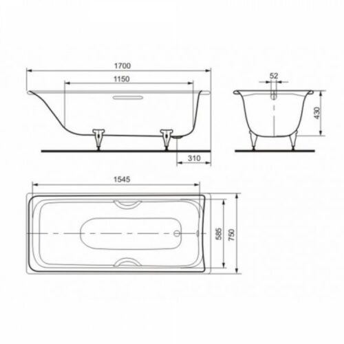 Стальная ванна Kaldewei Sanilux Star 170х75 с водоотталкивающим покрытием