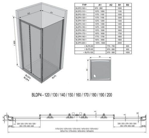 Душевая дверь Ravak Blix BLDP4-190 белый+ стекло Графит