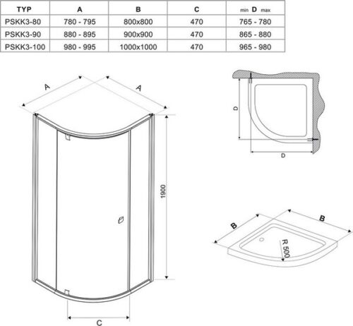 Душевой уголок Ravak Pivot PSKK3-100 блестящий