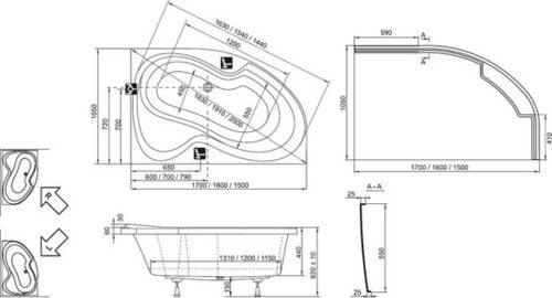 Ванна акриловая Ravak Rosa II Pu-Plus 160*105 правая