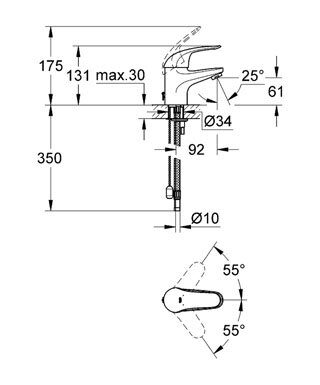 Смеситель Grohe Euroeco для раковины 32733