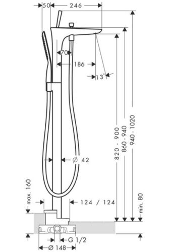 Смеситель Hansgrohe PuraVida для ванны 15473000