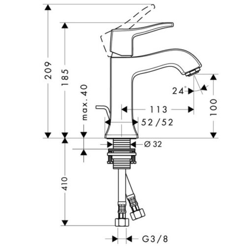 Смеситель Hansgrohe Metris Classic 31075000 для раковины