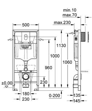 Инсталляция для подвесного унитаза Rapid SL c Grohe Frech 38911000