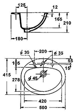 Раковина Jacob Delafon Ovale E1358