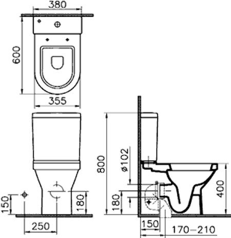 Унитаз-компакт Vitra S50 Open-back сидение микролифт 9767B003-7201