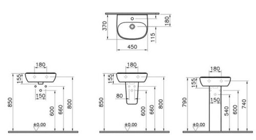 Раковина Vitra Zentrum 45см 5631B003-001