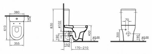 Унитаз-компакт Vitra Zentrum с сидением микролифт 9012B003-7202