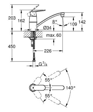 Смеситель Grohe Eurosmart Cosmopolitan для мойки 32842000