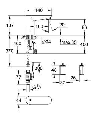 Смеситель Grohe Euroeco Cosmopolitan E для раковины 36271000