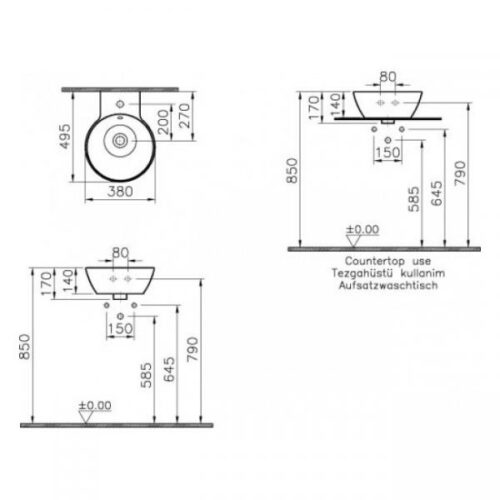 Раковина Vitra Geo подвесная 38см (4422B003-0001)