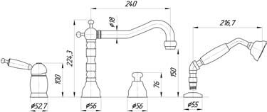 Смеситель на борт ванны Migliore Oxford ML.OXF-6355