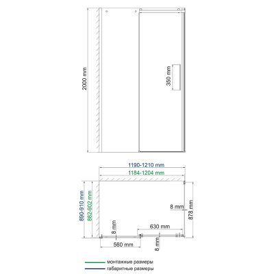 Душевой уголок 120х90 см прозрачное стекло WasserKRAFT DINKEL 58R07