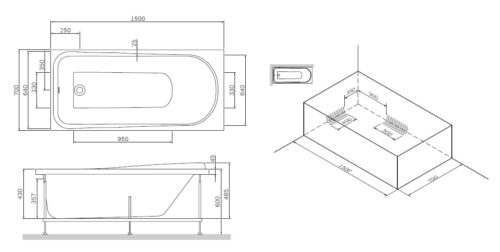 W80A-150-070W-R Like, каркас для ванны A0 150х70 см, шт