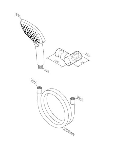 F0113000  Sensation душ.набор: ручн.душ 3 ф-ции 120*120 мм, держатель, шланг 1750 мм, шт