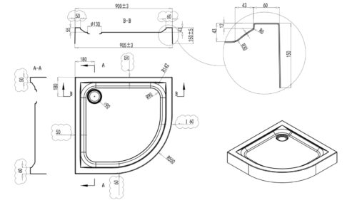 W80T-301-090W Like Twin Slide,  акриловый поддон с сифоном для душевого ограждения, 90x90, белый ак