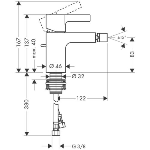 Смеситель Hansgrohe Metris S для биде 31261000