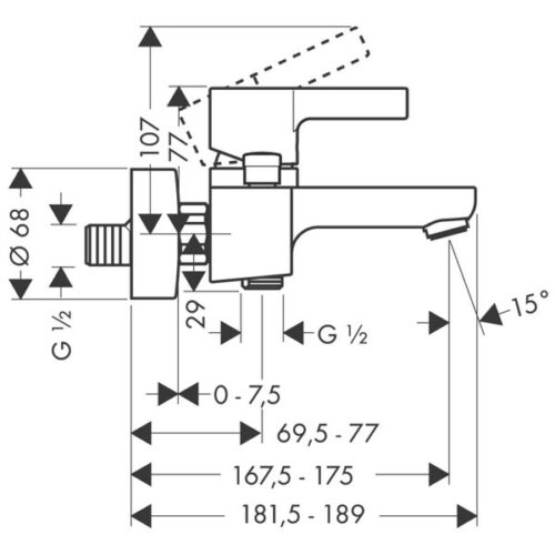 Смеситель Hansgrohe Metris S для ванны 31460000