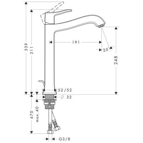 Смеситель Hansgrohe Metris Classic для раковины 31078000