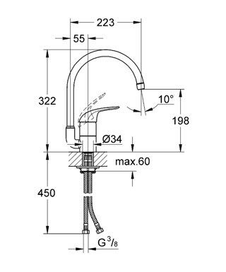 Смеситель Grohe Euroeco для мойки 32752