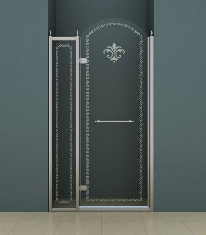 Душевая дверь Cezares Retro B-12-110-CP-Cr 1100х1950, прозрачное с узором, профиль хром