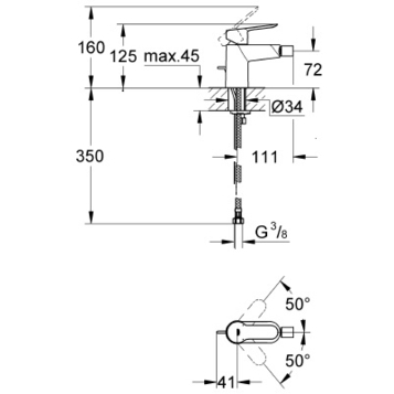 Смеситель  Grohe BauEdge 23332000 для биде, с цепочкой