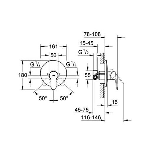 Смеситель Grohe BauEdge 29078000 для душа со встроенным механизмом