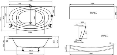 Ванна акриловая Ravak Evolution 180x102 PU-PLUS