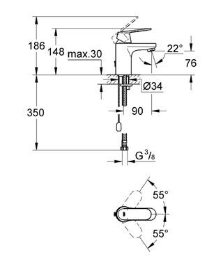 Смеситель Grohe Eurosmart Cosmopolitan для раковины 32827000