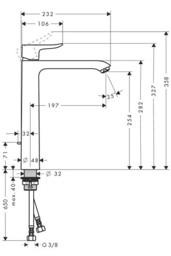 Смеситель Hansgrohe Metris 260 для раковины 31082000