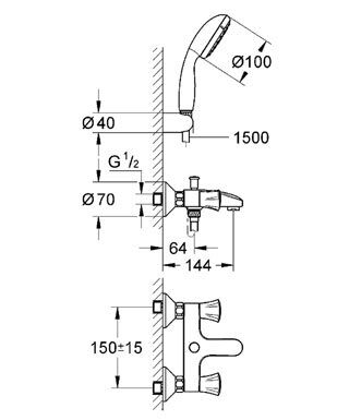 Смеситель Grohe Costa L для ванны и душа 25460001