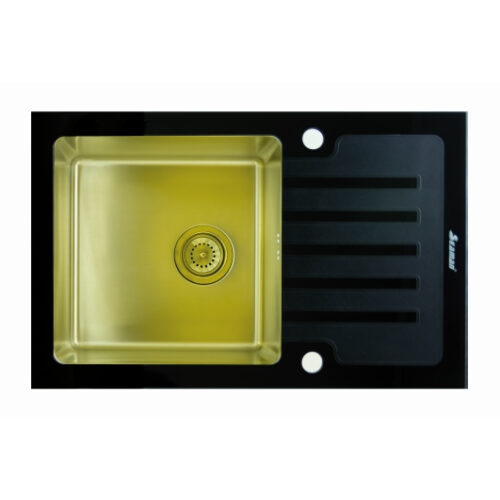 Кухонная мойка из нержавеющей стали и стекла Seaman Eco Glass SMG-780B Gold (PVD)
