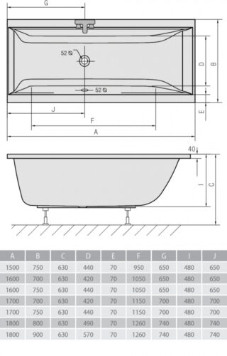 Акриловая ванна ALPEN Cleo 160x75