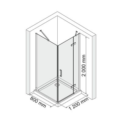 Душевой уголок 120х80 см прозрачное стекло WasserKRAFT ALLER 10H06R