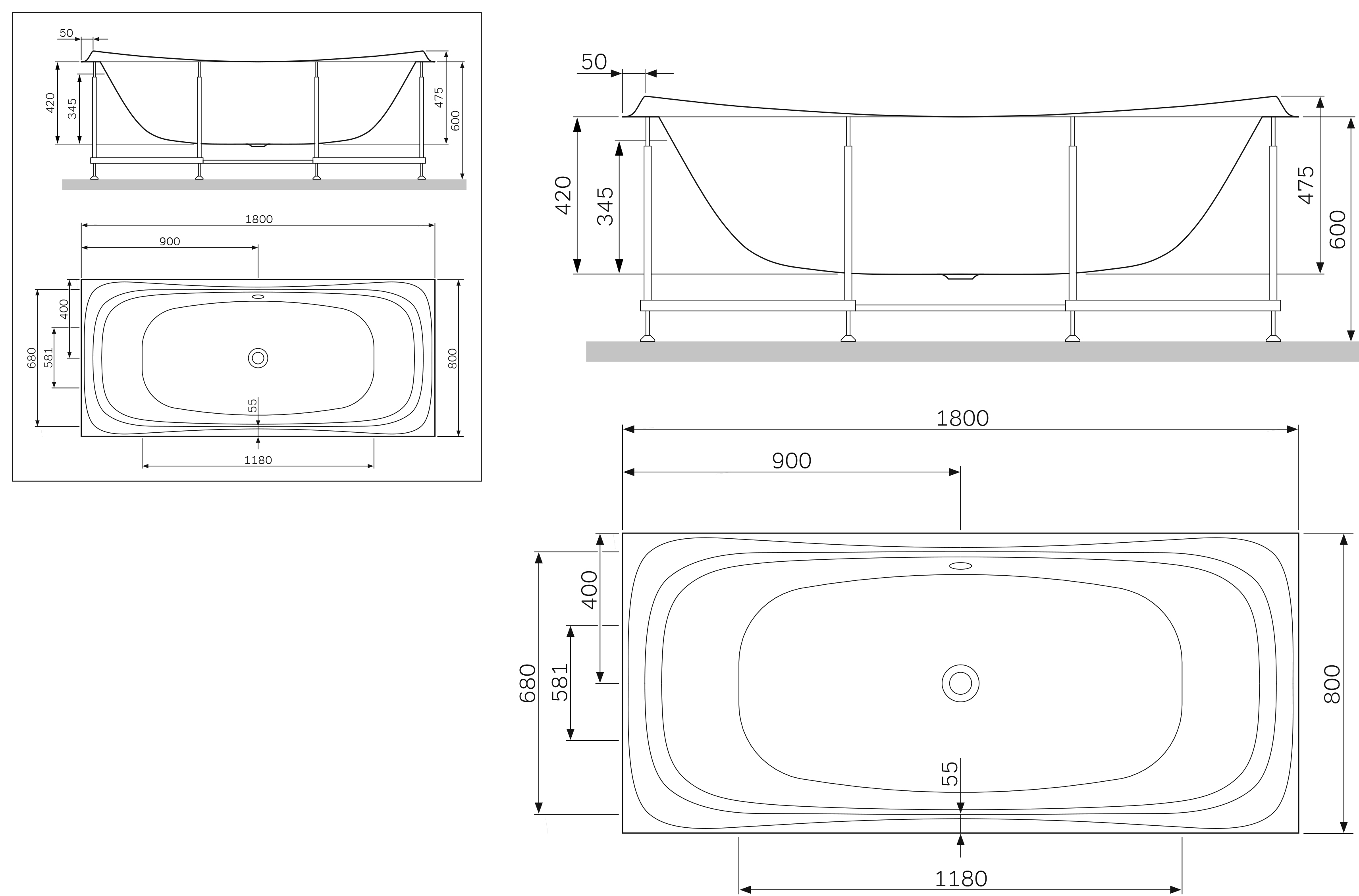 W30A-180-080W-P Sensation, панель фронтальная для ванны Sensation A0 180х80 см, шт