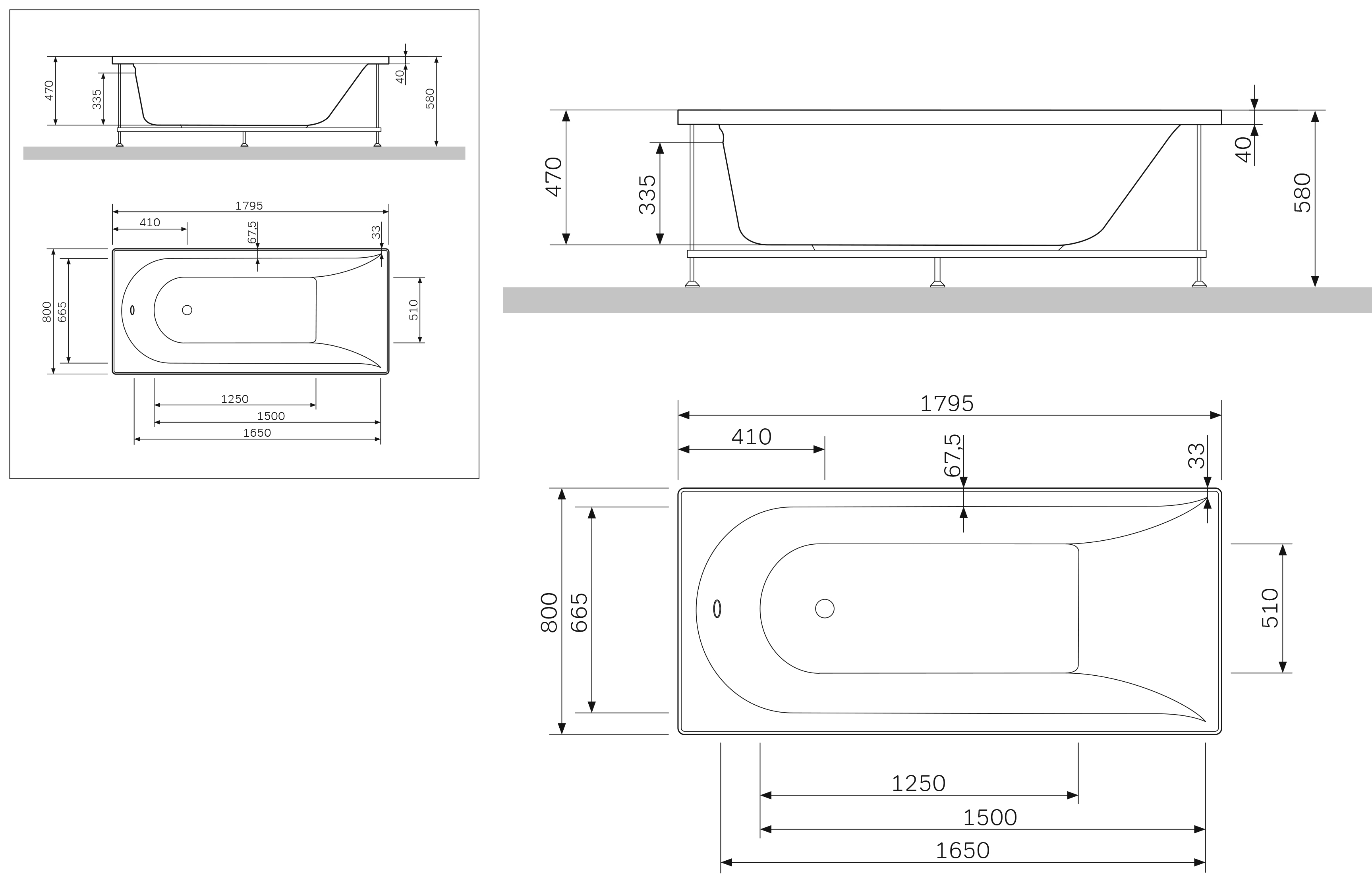 W5AA-180-080W-P64 Inspire панель фронтальная для ванны Inspire A0, 180х80 см, шт