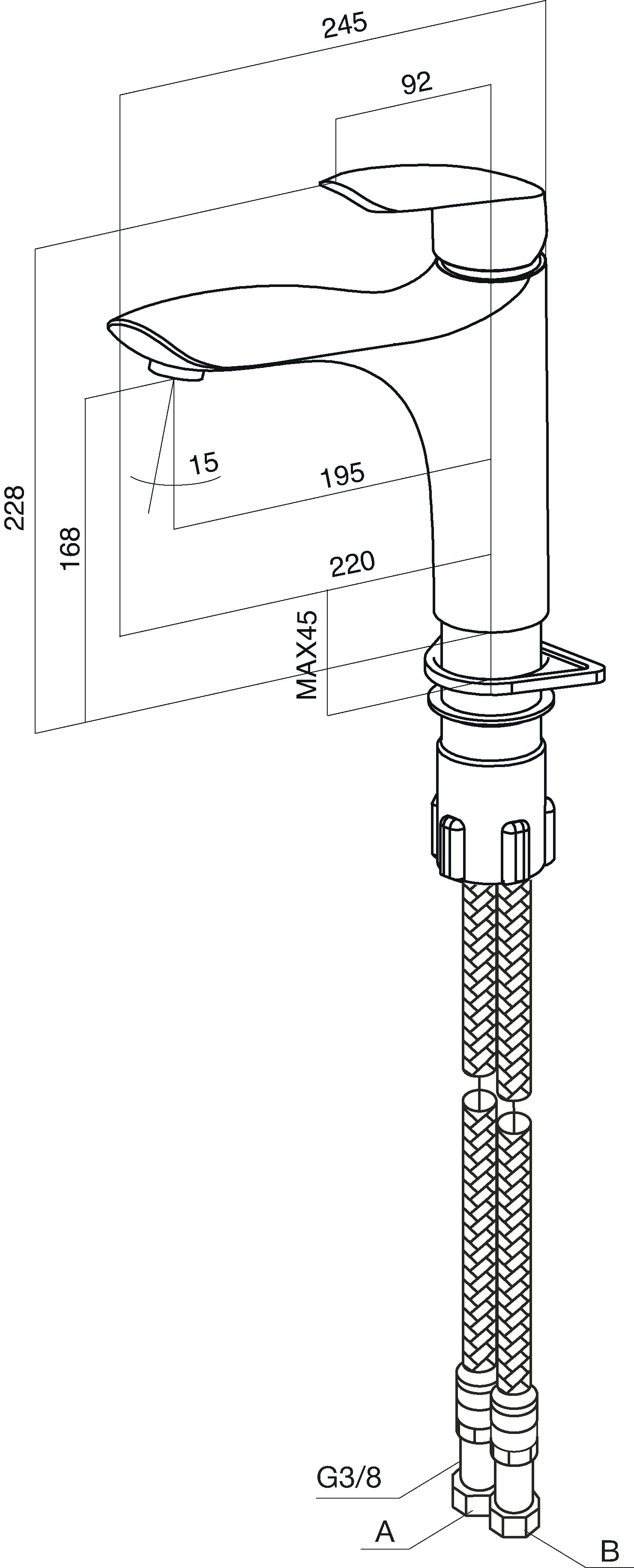 F5300032 Bliss L, смеситель для кухни, излив 195 мм, хром, шт