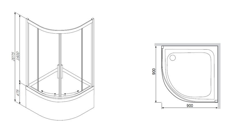 W80G-301A090MT Like Deep,  Душевое ограждение без поддона, 90x90