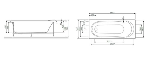 W85A-170-075W-P Joy, панель фронтальная для ванны 170*75