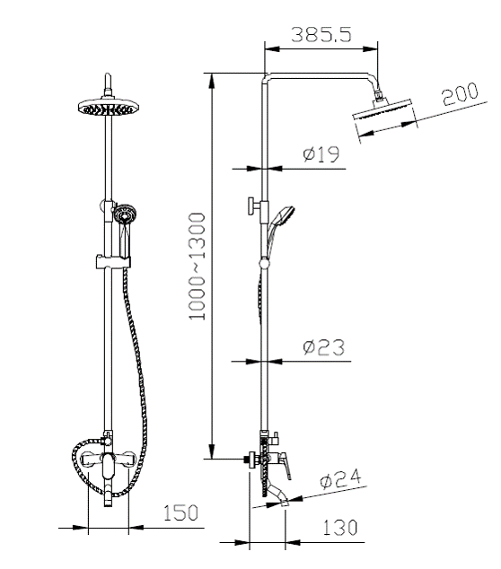 Душевая колонна с изливом BRAVAT Eler F6191238CP-A-RUS